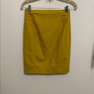 yellow pencil skirt
